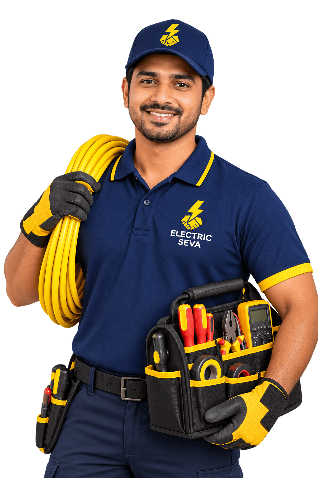 Electric Seva electrician, ready with tools